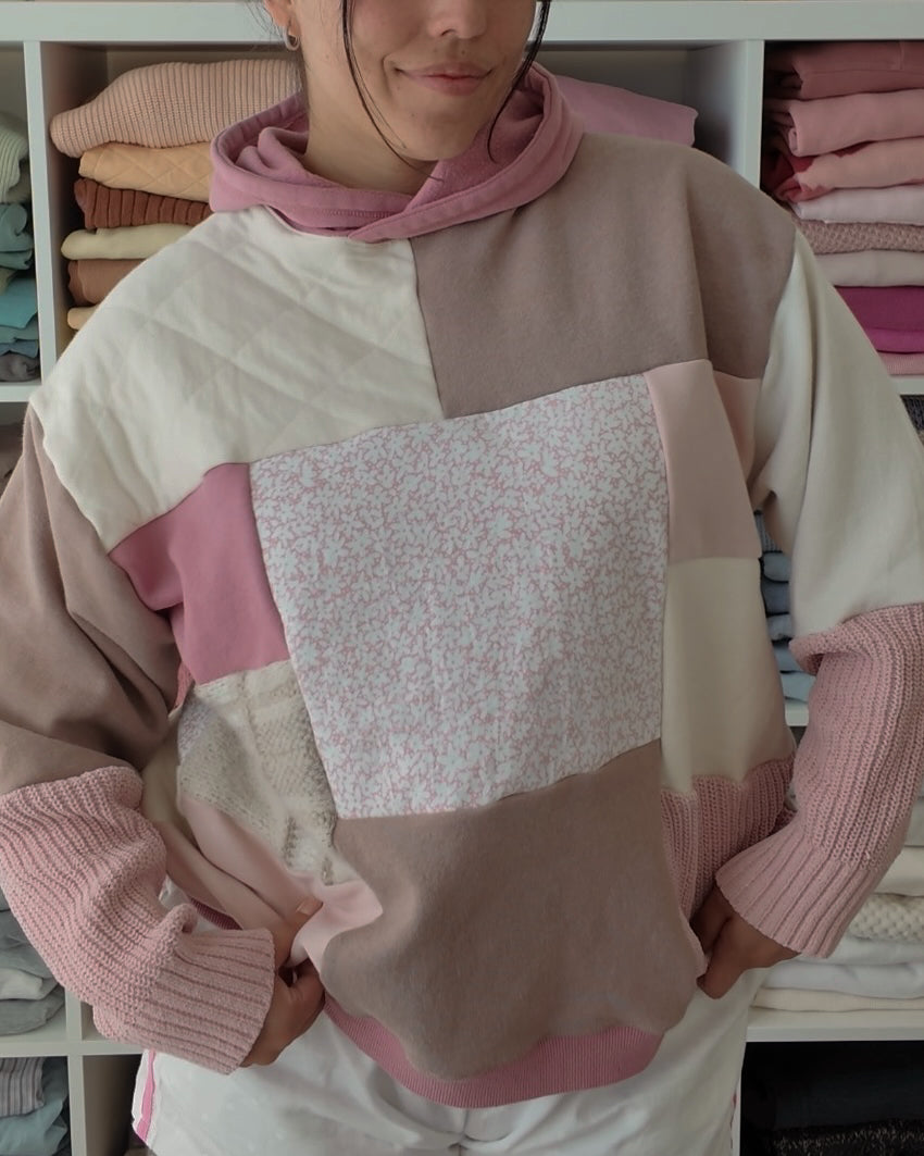 Pink Patchwork Hoodie