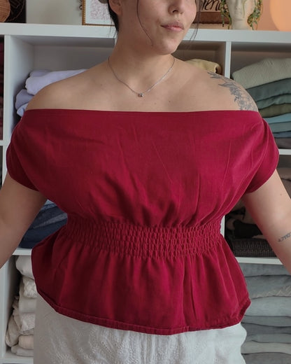 Red Off-Shoulder Blouse