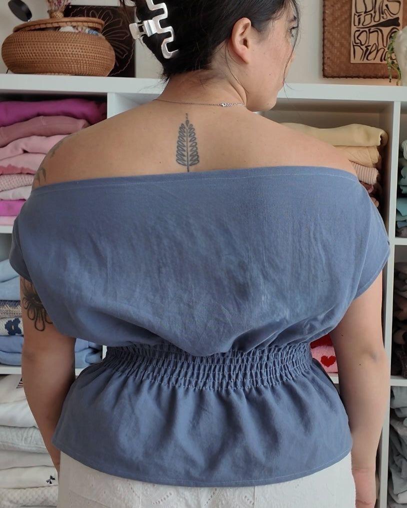Blue Off-Shoulder Blouse