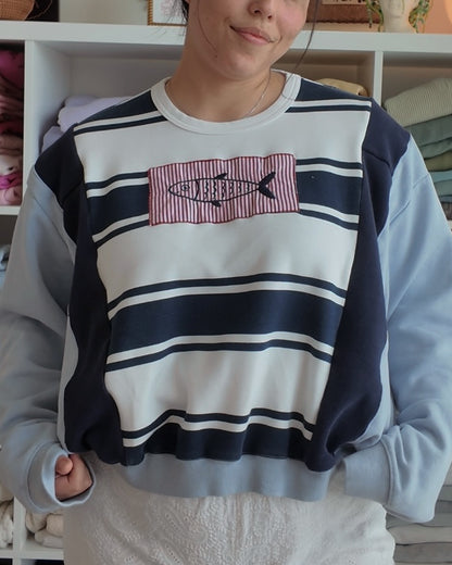 Fish Strippped Crewneck