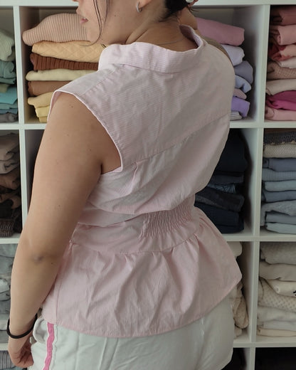 Pink Ruffle Button Down