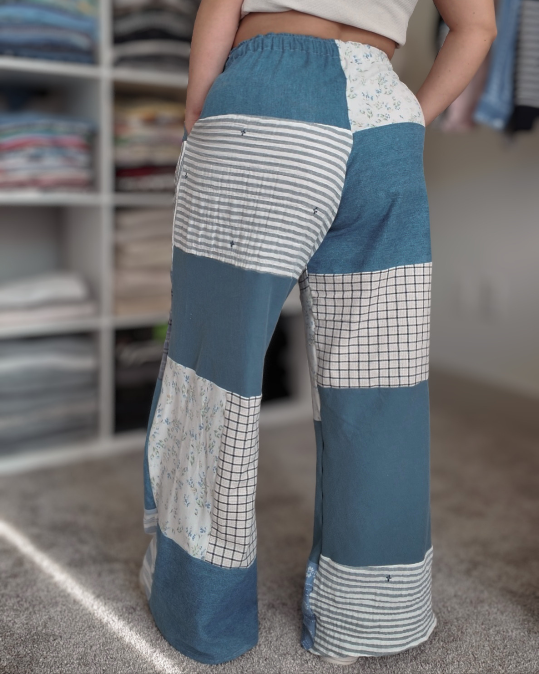 Blue Patchwork Pants (S-XL)